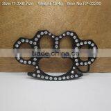 Gold Plate Military Web Belt Buckle With Emblem With Rhinestones thumbnail-5