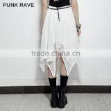 PQ-149 PUNK Women's White Shortl Crochet Bat Irregular Mesh Skirt thumbnail-3