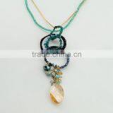 Fancy Electroplating Metal Bead Chain Necklace Beaded Jewelry With Pendant thumbnail-5