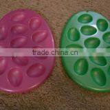 Set of 2 Egg Holders-Green/Pink-Deviled Eggs- Art Paint Tray-Easter 12x9-Plastic