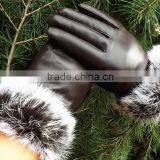 Korea Style Full Finger PU Material Winter Keep Warm and Velvet Cycle Gloves for Woman thumbnail-6