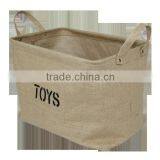 Coffee Handles Sturdy Jute Storage Bag Basket, Kid Lego Toy Storage Bag thumbnail-3
