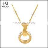 gold plated stainless steel vogue wedding crystal pendant necklace jewelry