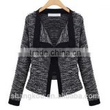 Women latest design korea fashion black jacket knitted short coat knitted sweater coats