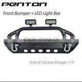 Penton Black Textured Front Bumper W/Winch Plate for 87-06 Jeep Wrangler TJ YJ thumbnail-1