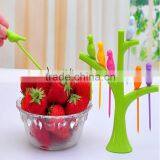 New Style Rainbow Colors Cute Bird Plastic Fruit Fork Set thumbnail-2