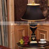 Pure Brass Carving Decorative Black Marble Table Lamp With Black Fabric Lampshade thumbnail-1