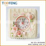 Petite Floral Alarm Clock Fashion Vintage Home Rustic Alarm Clock Rose Small Alarm Clock Furnishings Carved Resin Table Clock thumbnail-1