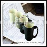 Stoneware Matt Black Color Ceramic Mug /embossed Logo Print /350 ml / 12 Oz Matte Black Coffee Mug thumbnail-3