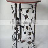 RH-4648 Metal Circle Motif Accent End Table or Wood Top Bird Barrel Round Sofa Side Table thumbnail-3