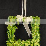Preserved Boxwood Square Wreath With Silk Bowknot thumbnail-1