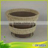 Garden Wholesale Rattan Woven Metal Frame Outdoor Oval Planter Flower Pots thumbnail-6