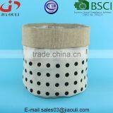 Hot Sales Fabric Planter Bags With Black Polka Dots Design Gunny Plant Pot Cover thumbnail-4