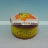 GLAZED ROUND SHAPE CERAMIC JEWELLERY BOX thumbnail-1