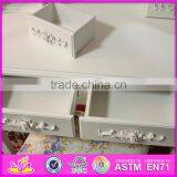 2016 Wholesale Fashionable White Wooden Makeup Vanity Table With Mirror W08H060 thumbnail-5