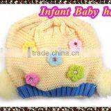 Fancy Knitted Infant Baby Hats With Flowers
