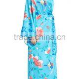 Dropshipping Pajamas Sleepwear Women Fashion Long Stain Silk Robes Floral Print Pajamas Wholesale Custom Made Sleepwear thumbnail-3