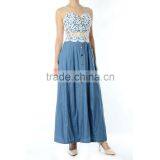 White Lace Sleeveless Casual Maxi Dress Pictures of Latest Gowns Designs thumbnail-1