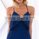Spaghetti Strap Pompom Romper Woman Latest Design Summer Beach Romper thumbnail-2