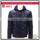 Wholesale Trendy Royal Blue Padded Stylishi Slim Fit Winter Men pu Jacket thumbnail-1