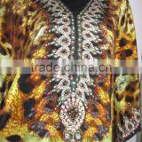 ANIMAL PRINT CAFTAN Digital Print Crepe 100% Silk LONG Kaftan Tunic Poncho thumbnail-3