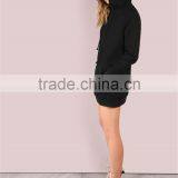 MGOO Black Pocket Front Embroidered Hood Sweatshirt Oversized Women Longline Hoodies With Custom Design thumbnail-5