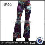 MGOO 2017 Custom Print Velvet Floral Print Bottom Leggings High Waist Flare Leg Opening Fashion Pants thumbnail-1
