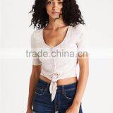 MGOO Top Quality Scoop Neck Blank Front Button Tops Sexy Women Fitness Ribbed Knitted Tank Top thumbnail-3