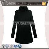 Fashion Plain Black Slim Fit High Neck Knitted Ladies Long Sleeve One-piece Dress thumbnail-1