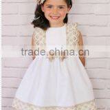 2017 New Design Summer Gold Lace White Dress Girls Evening Party Dress thumbnail-2