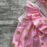 New Design Baby Girls Clothes Toddler Romper Pink Gold Polka Dot Romper With Headband thumbnail-4