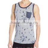 Mens Sports Wear Discharged Printing Mesh Dri Fit Singlet/tank Top/stringer With Pocket thumbnail-1