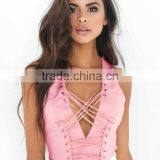 Sleeveless Slim Sexy Deep V Tie Webbing Tank Top Girls thumbnail-2
