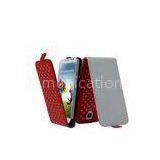 Crystal And Vertical Red PU Leather Flip Phone Case Cover For Samsung S4 9500