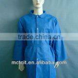 Disposable Blue Non-woven Work Clothes With Shirt Collar & Waist Tapes and Buttons
