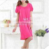 Ladies' Eco-friendly Bamboo Fiber Round Neck Night Gown Solid Color FD thumbnail-3