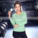Custom Design t Shirt Wholesale China 90% Polyester 10% Spandex Long Sleeve Fitness t Shirt for Women thumbnail-3