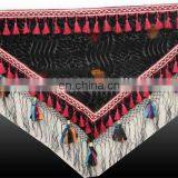 Tassel Trim Bellydance Burnout Velvet Hipscarf