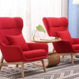 Modern Ash Wood Fabric Cushion Living Room Lounge Chair thumbnail-2