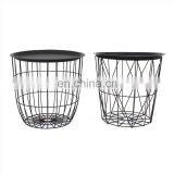 Customized Newest Design Home Storage Metal Wire Basket Round Tea Table With Lid thumbnail-5