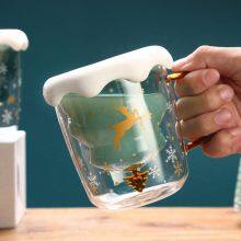 Christmas Tree Shape Double Wall Glass Cup Christmas Gift Glass Cup thumbnail-2