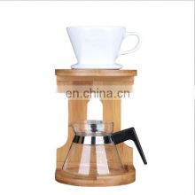Wholesale Bamboo Hand Coffee Drip Stand bamboo Coffee Filter Holder Set for Holding Coffee Dripper