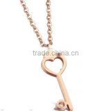 manufacturer supply high end rose gold key pendant necklace for women fashion jewelry