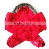 Luxury Fur Flower Cotton Red Dog Clothes thumbnail-1