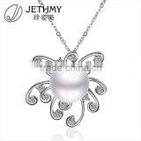 Gorgeous Novelty Anniversary Gift Platinum Flower Design Pearl Charms thumbnail-1