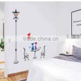 Home Decal Happy Cats in Love Lamp Pole Room Decal Art Wall Stickers Living Room Bedroom Art Picture DIY Mural Decoration thumbnail-2
