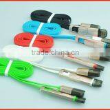 Flat 2 in 1 Micro USB Cable /USB Charger Cable With Stripe thumbnail-1