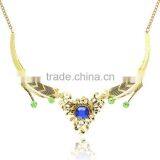 Women Jewelry 18k Gold Plated Pink Crystal Choker Chunky Statement Bib Necklace thumbnail-4