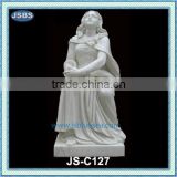 White marble female teacher statue