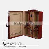 Handcraft Leather Red Wine Gift Box /Custom PU Wine Handle Box Design